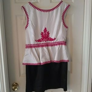 Pink and White  peplum dress
